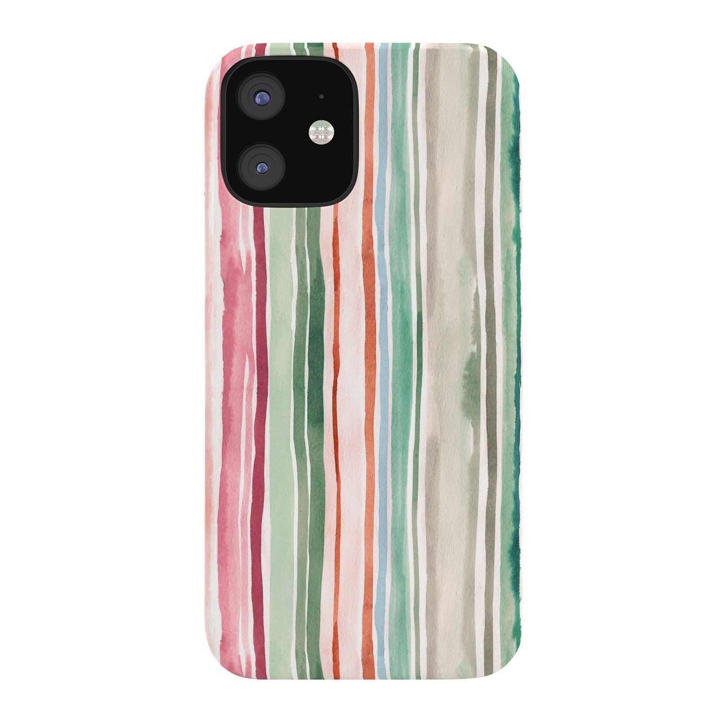 Ninola Design Botanic Retreat Watercolor Stripes Green Orange Red Phone Case