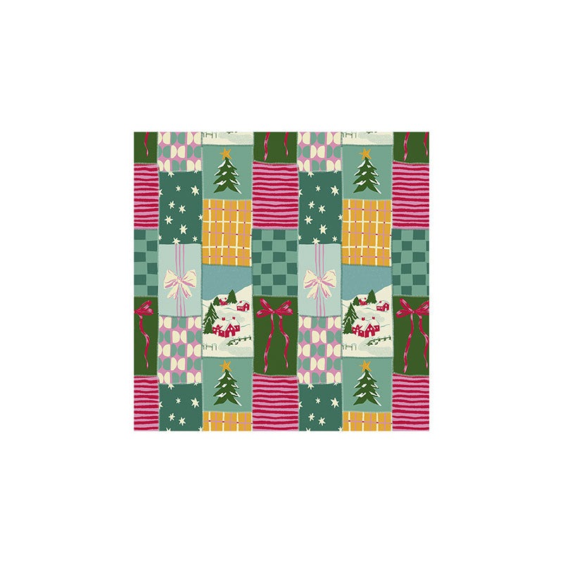 LouBruzzoni Cozy Christmas Patchwork Art Print