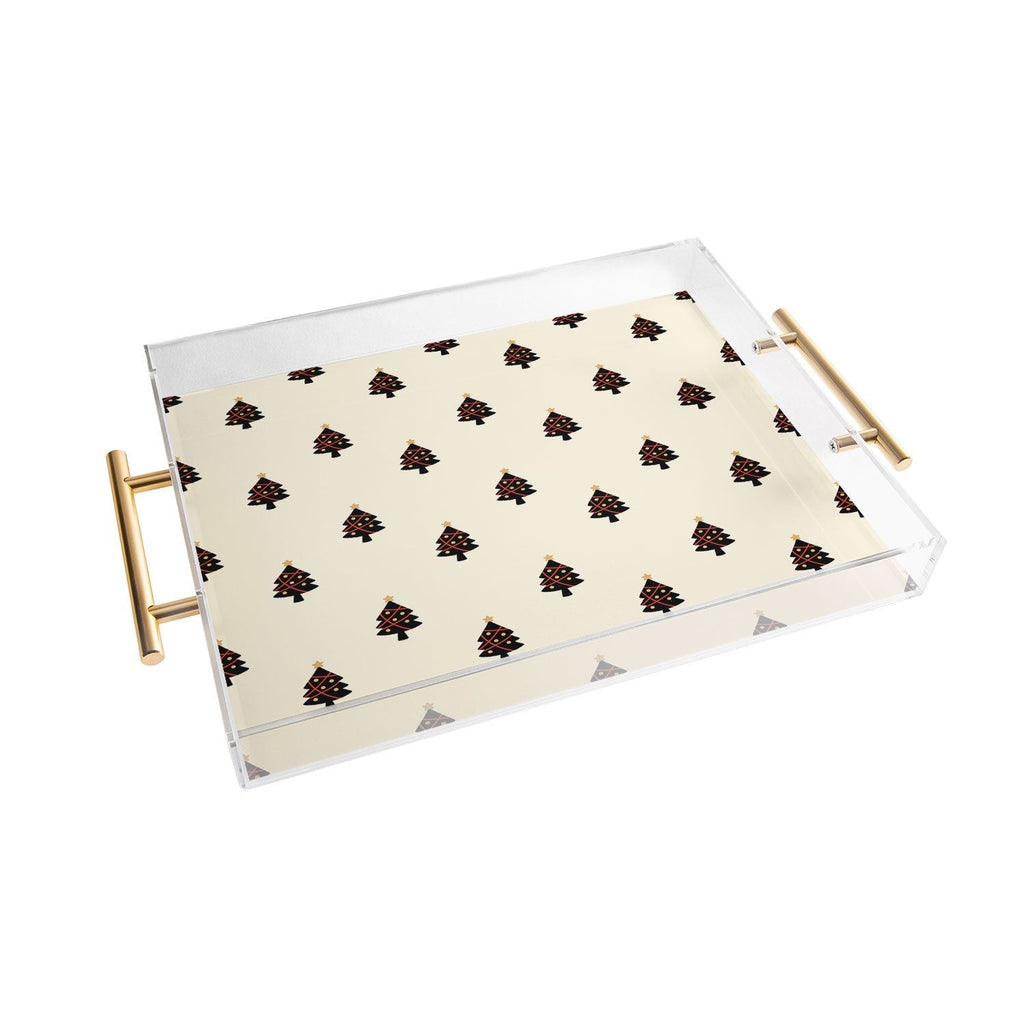 Design by Spark Black And Gold Christmas Tree Acrylic Tray
