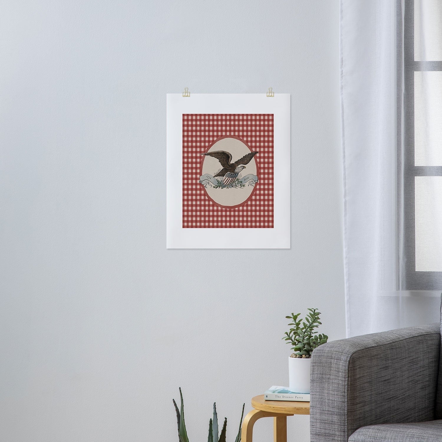 DENY Designs Gingham Eagle Art Print