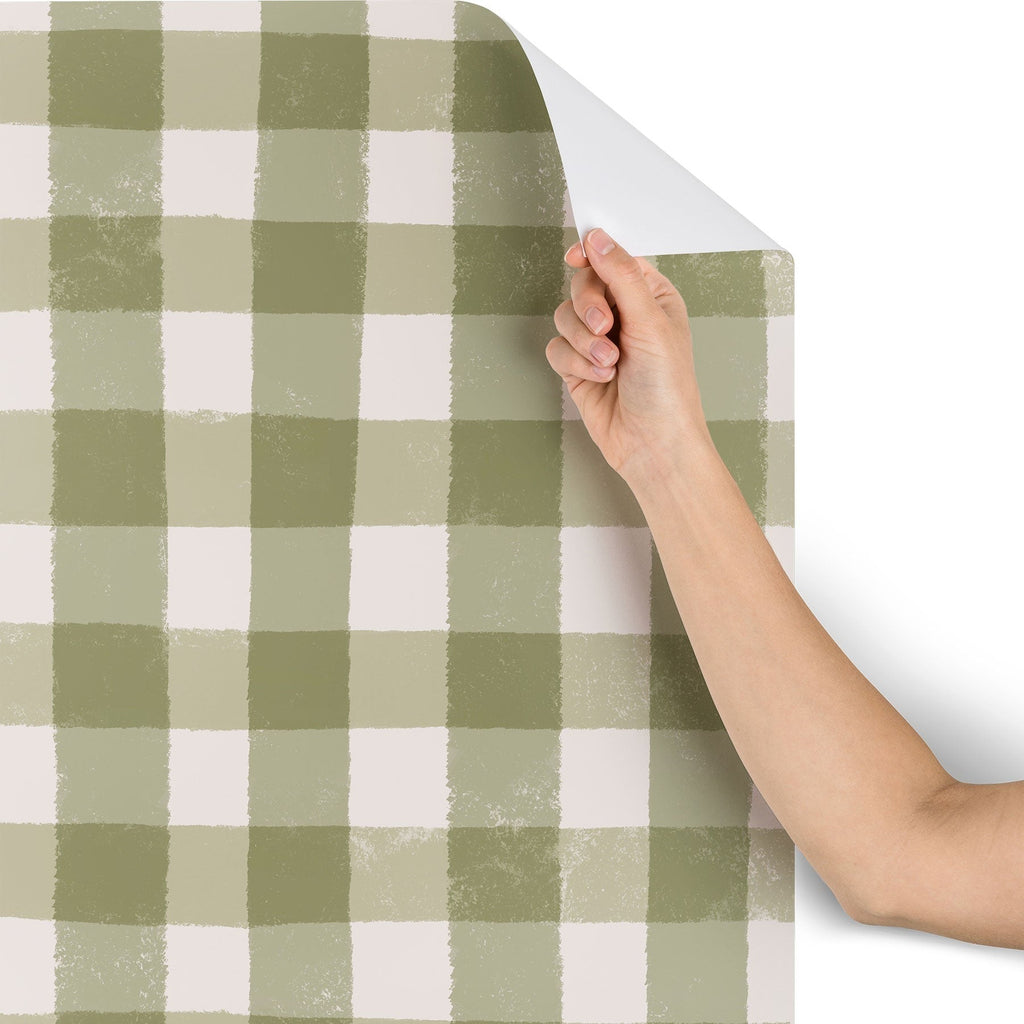 Menina Lisboa Rustic Green Plaid Wallpaper