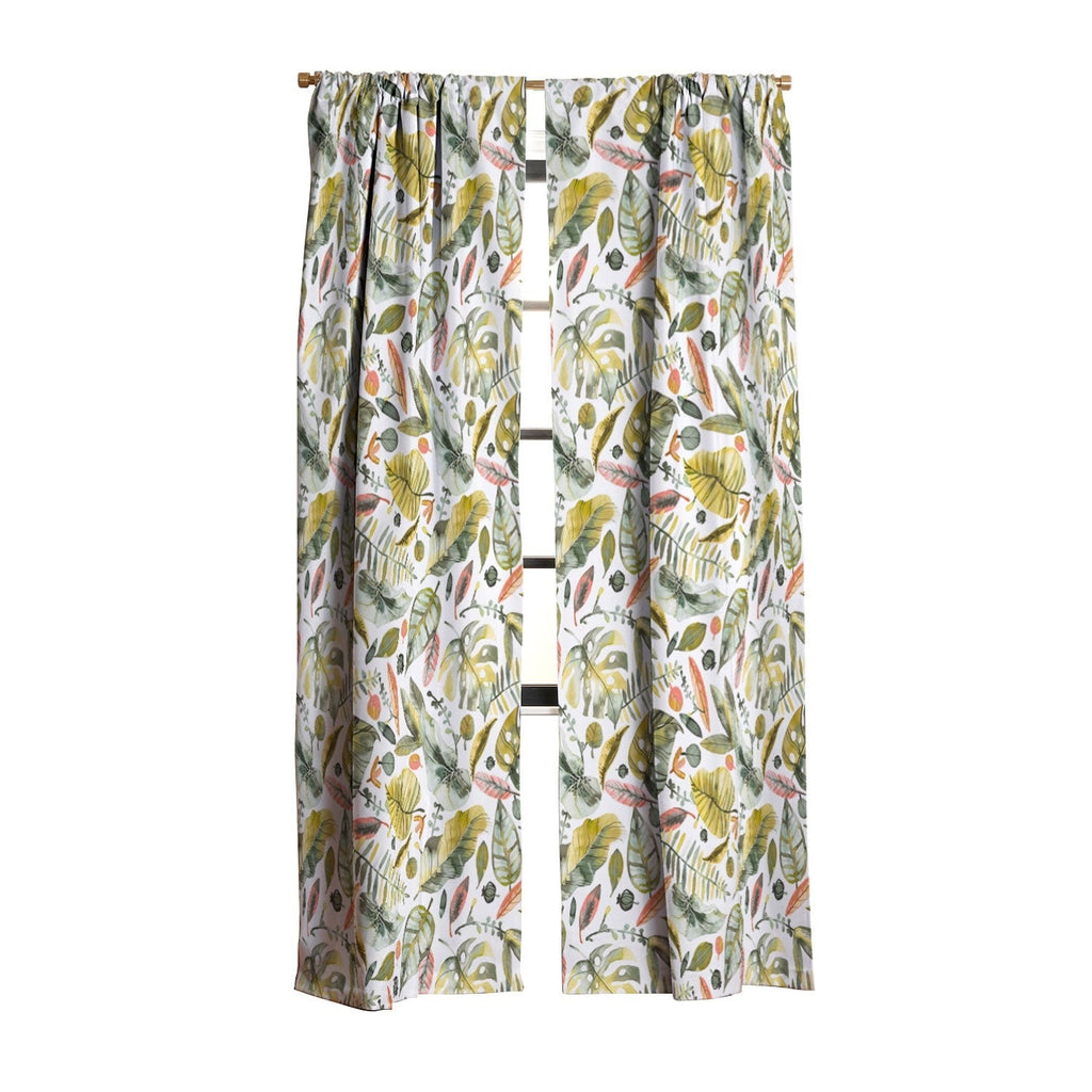 Ninola Design Botanic Retreat Tropical Jungle Leaves Botanical Green Orange Blackout Non Repeat