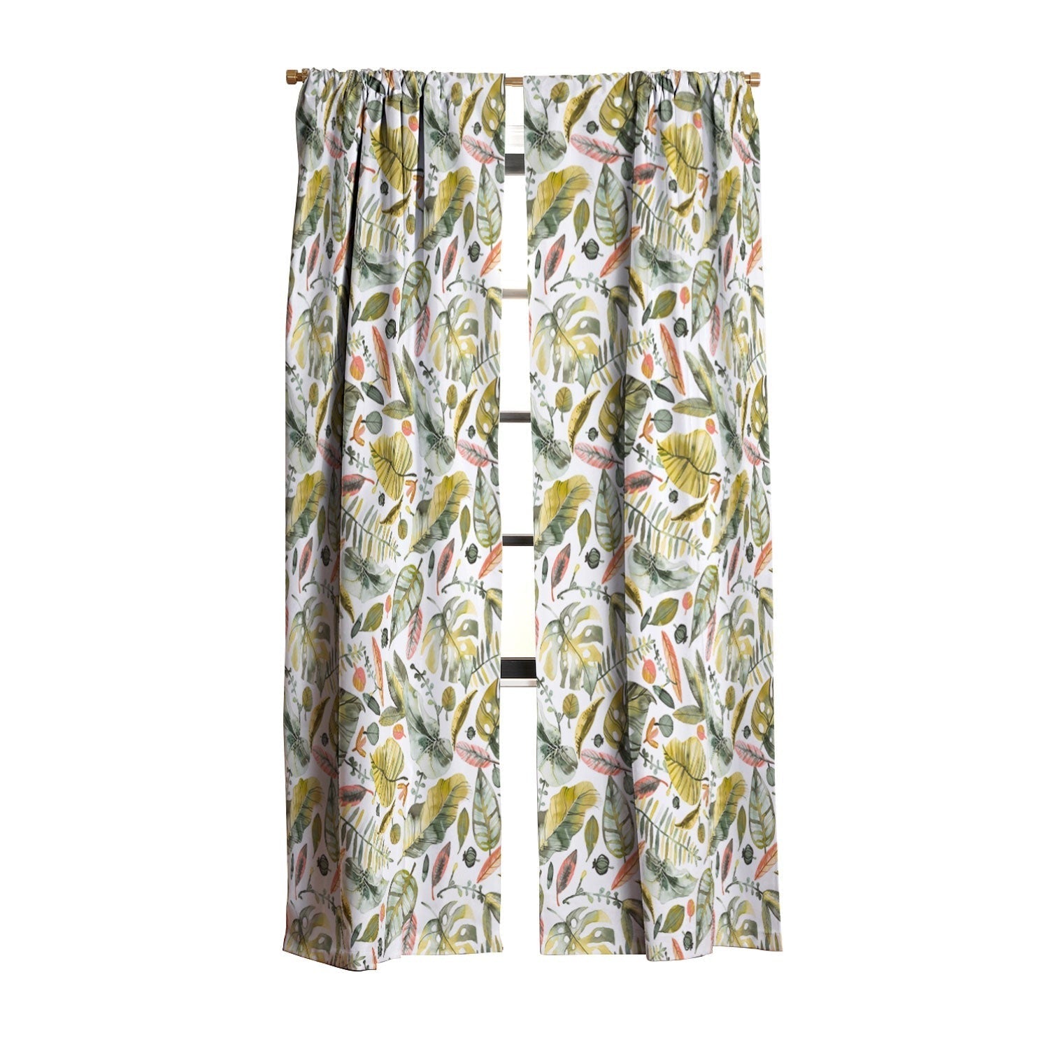 Ninola Design Botanic Retreat Tropical Jungle Leaves Botanical Green Orange Blackout Non Repeat