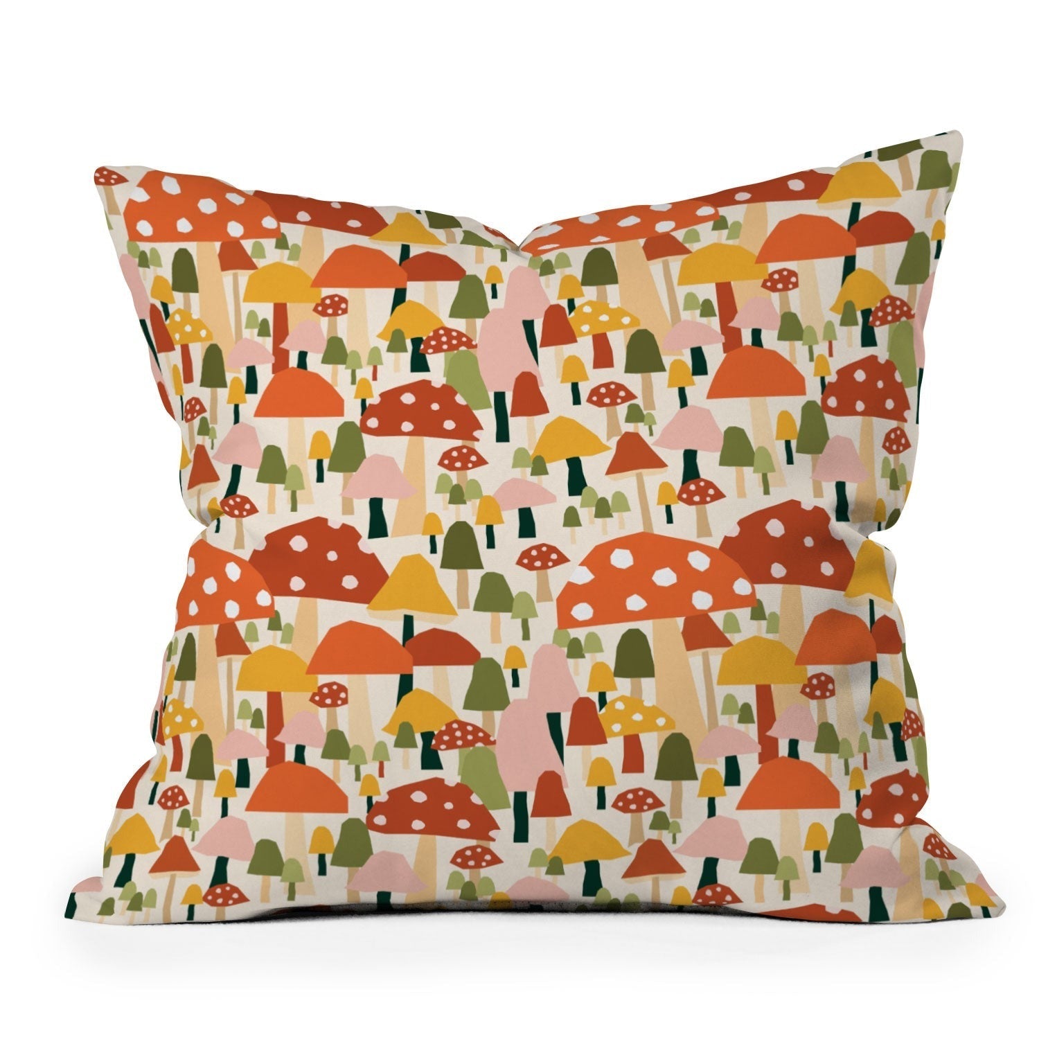 Valeria Frustaci autumnal mushrooms Outdoor Throw Pillow