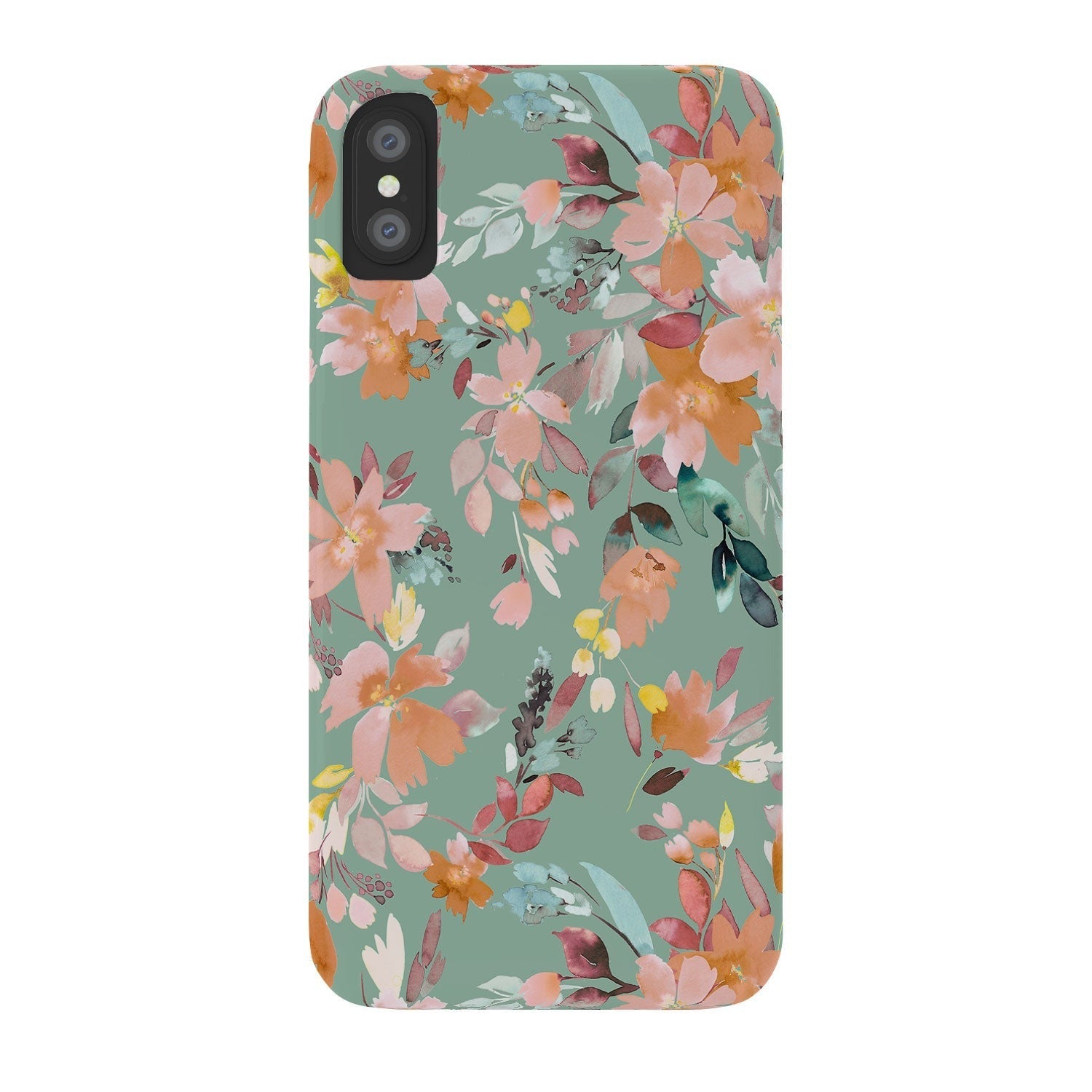 Ninola Design Botanic Retreat Floral Oleander Whimsical Teal Green Phone Case