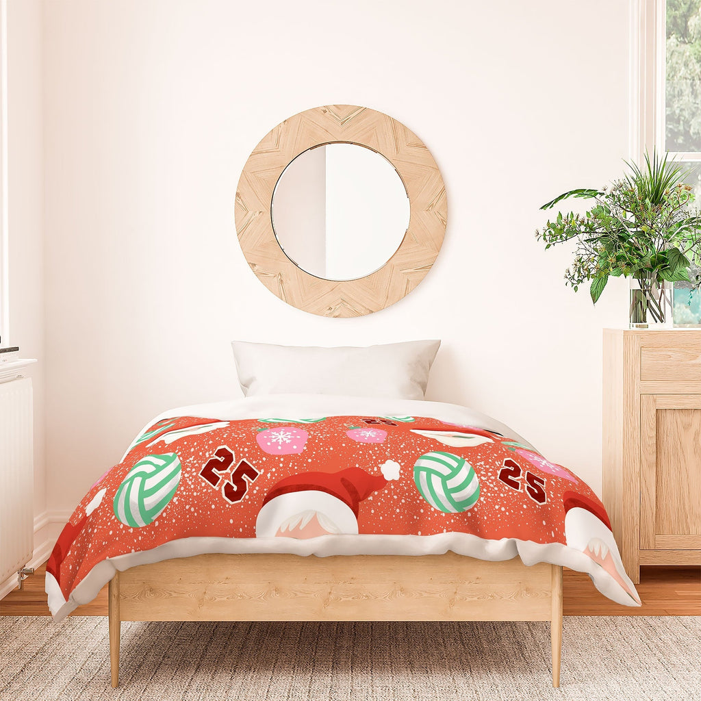 Design by Spark Sporty Volleyball Santa Duvet Cover