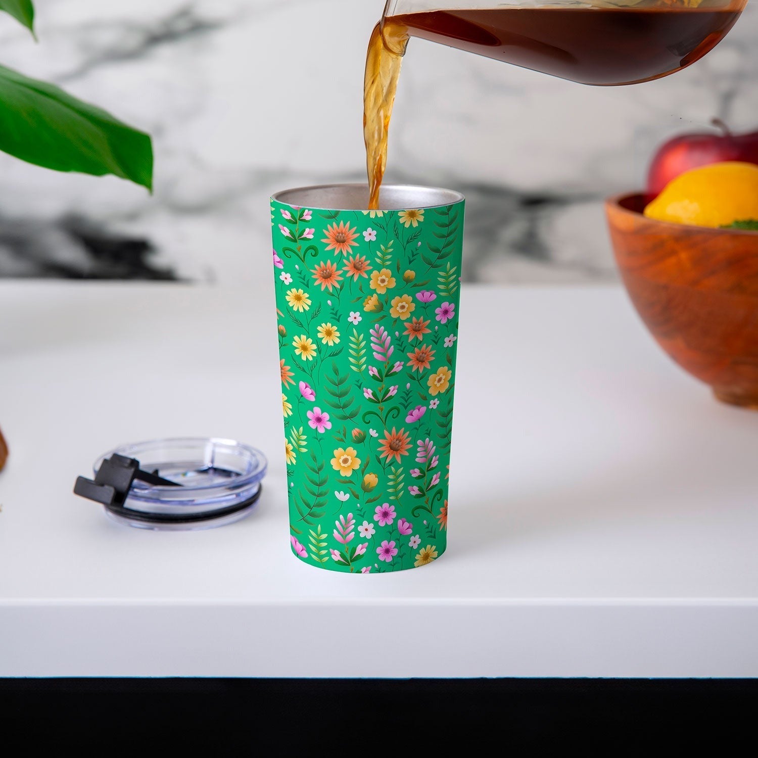 Pimlada Phuapradit Ditsy Spring Floral Green Travel Mug