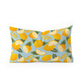 Jessica Molina Lemon Pattern on Sky Blue Oblong Throw Pillow