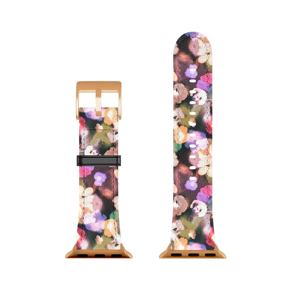Ninola Design Botanic Retreat Ombre Abstract Watercolor Flowers Pink gold Apple Watch Band