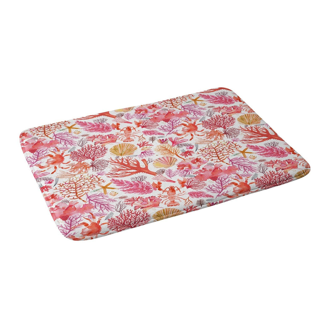 Ninola Design Botanic Retreat Coral Reef Crab Lobster Red Memory Foam Bath Mat