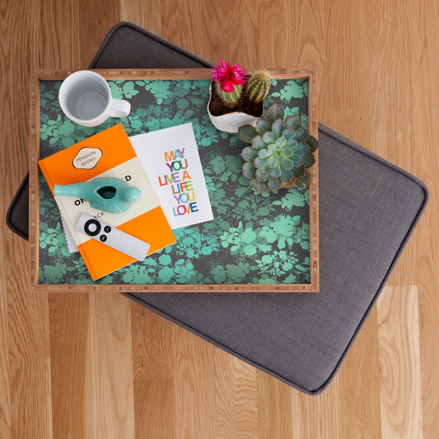 Gabi Audrey Teal Rectangular Tray
