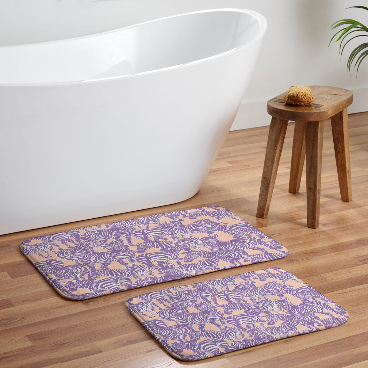 Gabriela Fuente Zebra Time Peach Memory Foam Bath Mat