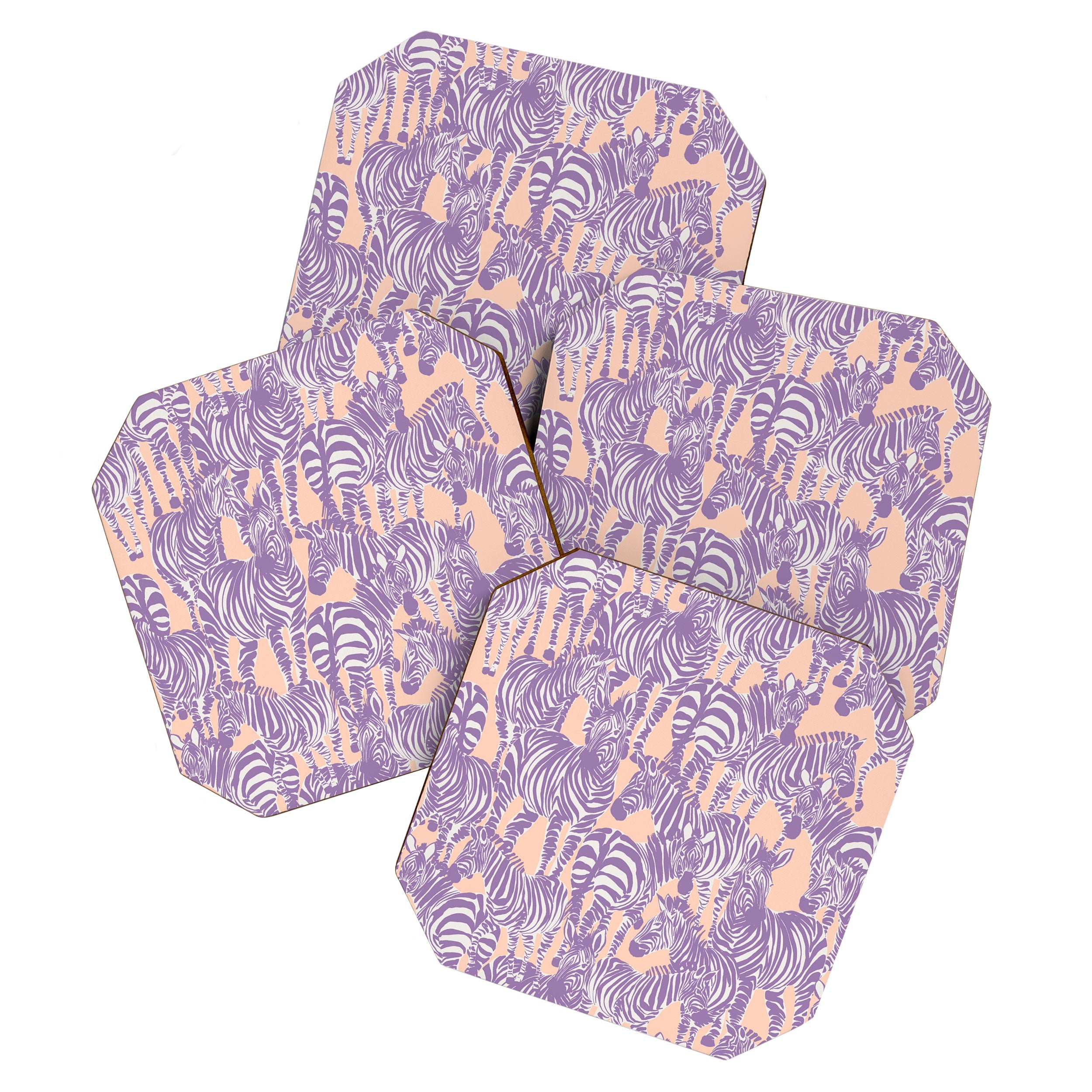 Gabriela Fuente Zebra Time Peach Coaster Set