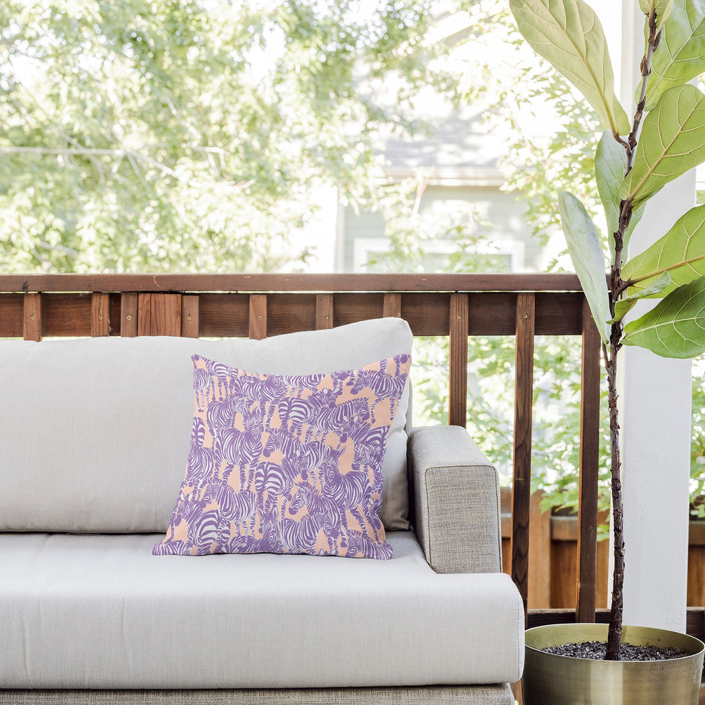Gabriela Fuente Zebra Time Peach Outdoor Throw Pillow