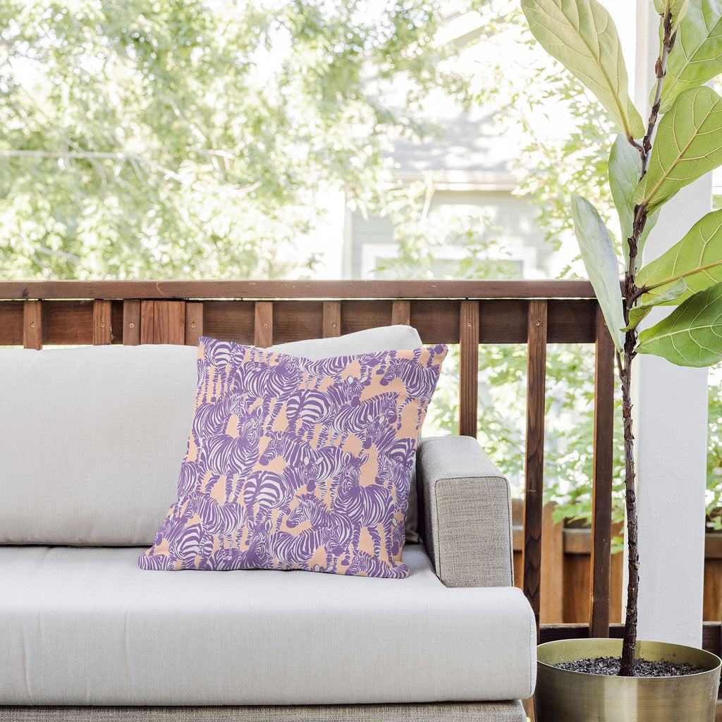 Gabriela Fuente Zebra Time Peach Outdoor Throw Pillow