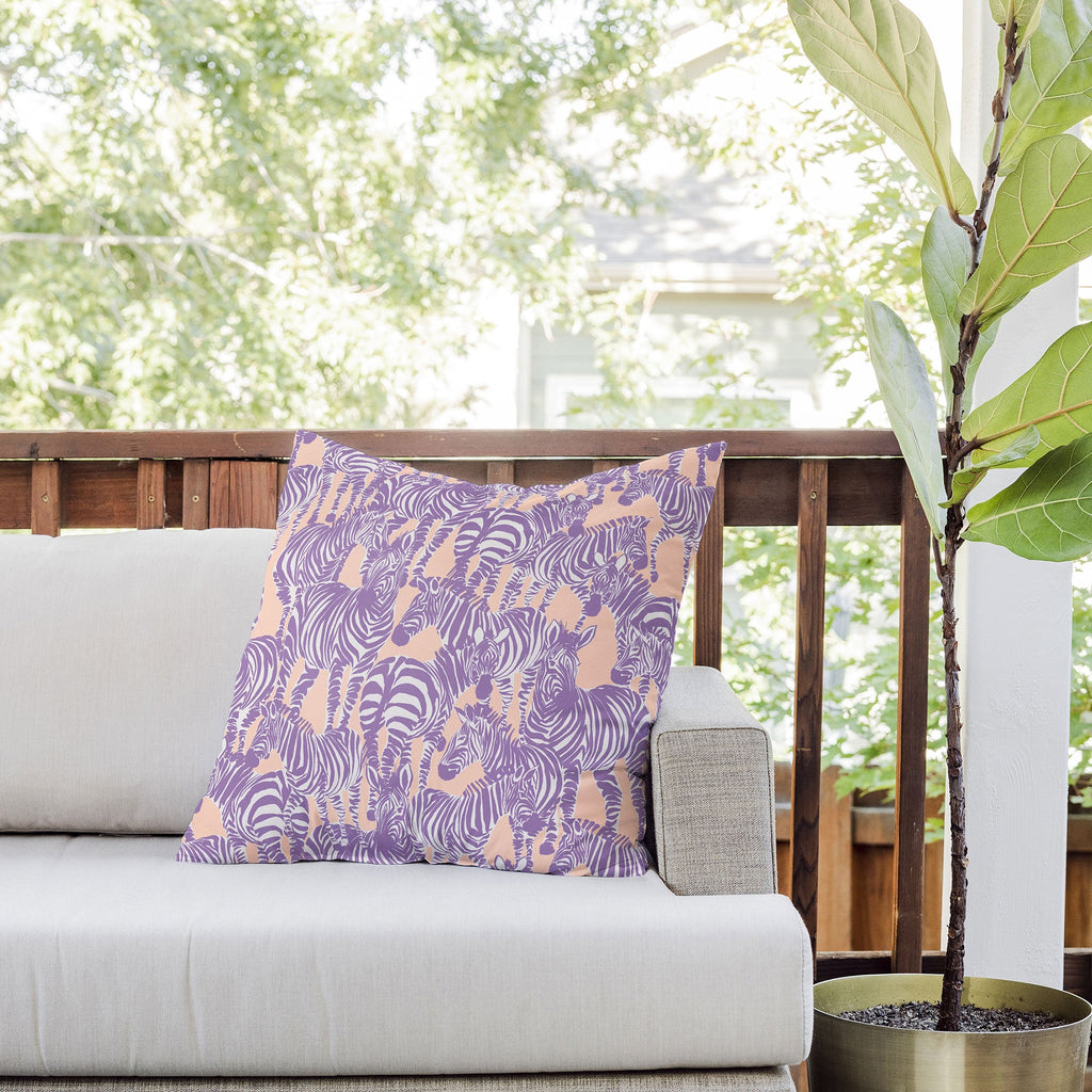 Gabriela Fuente Zebra Time Peach Outdoor Throw Pillow