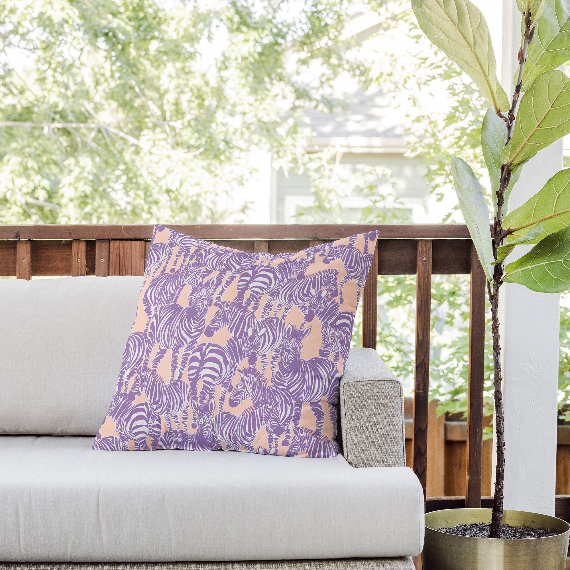 Gabriela Fuente Zebra Time Peach Outdoor Throw Pillow
