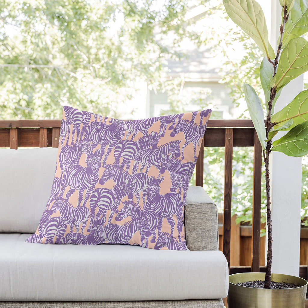 Gabriela Fuente Zebra Time Peach Outdoor Throw Pillow