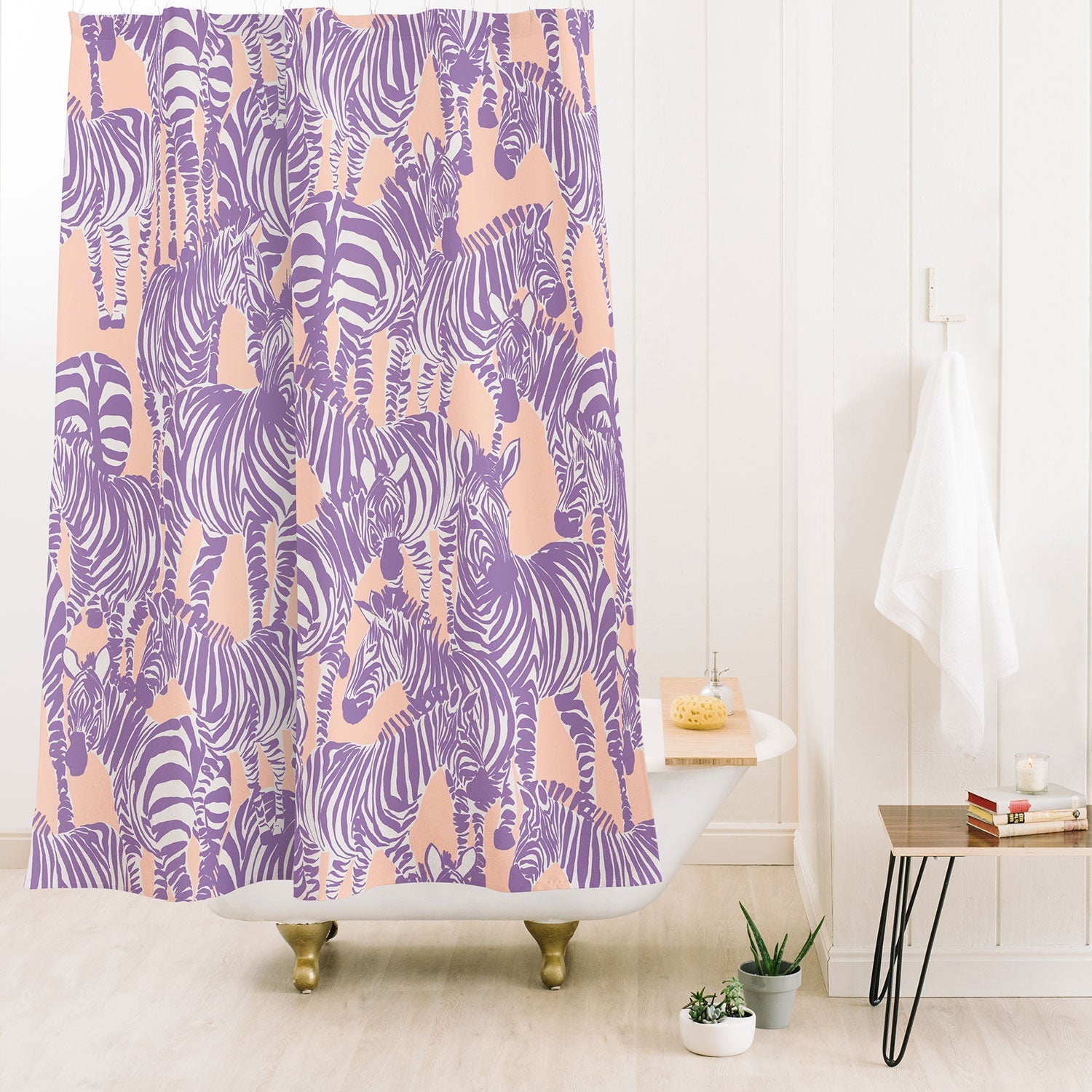 Gabriela Fuente Zebra Time Peach Shower Curtain