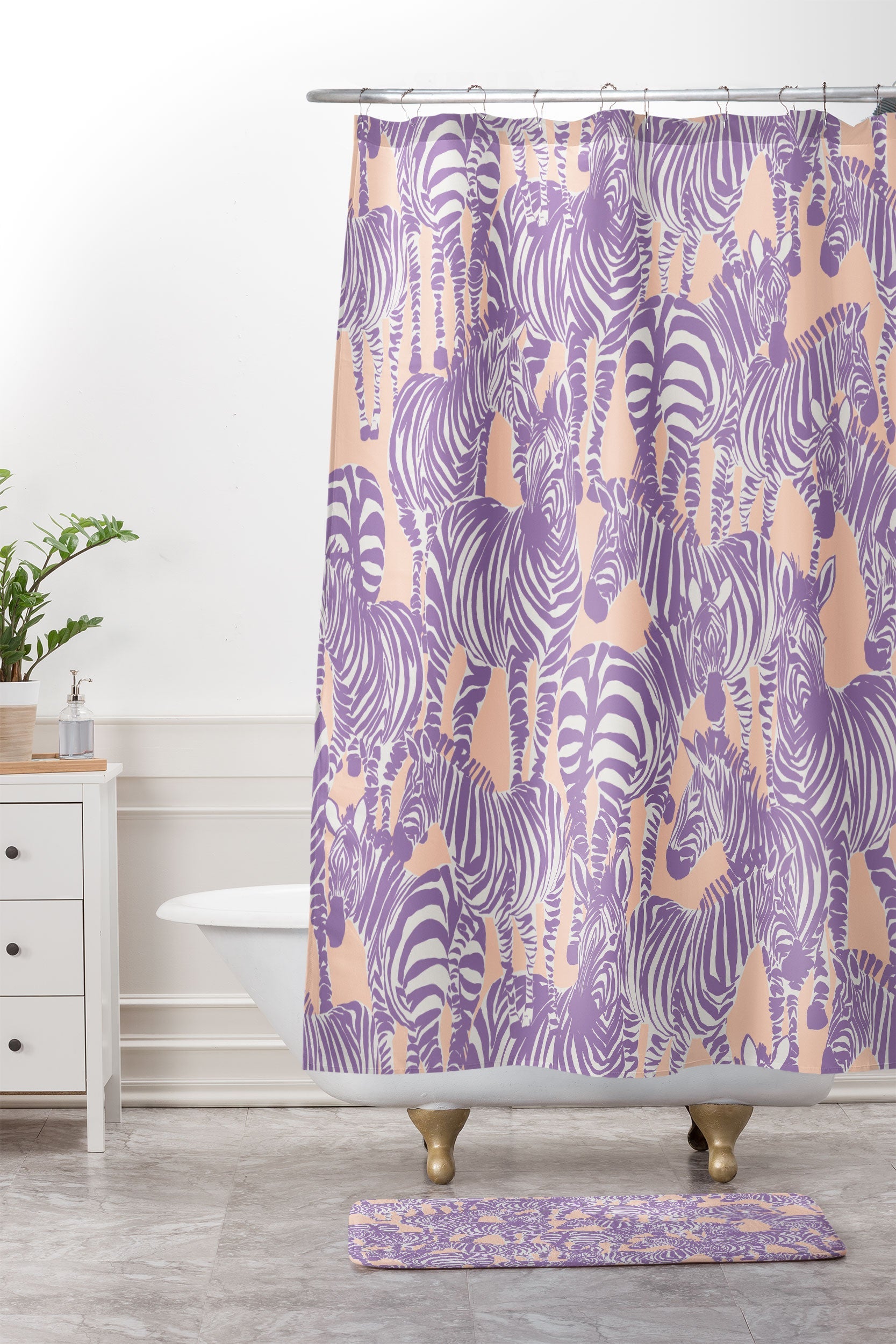 Gabriela Fuente Zebra Time Peach Memory Foam Bath Mat