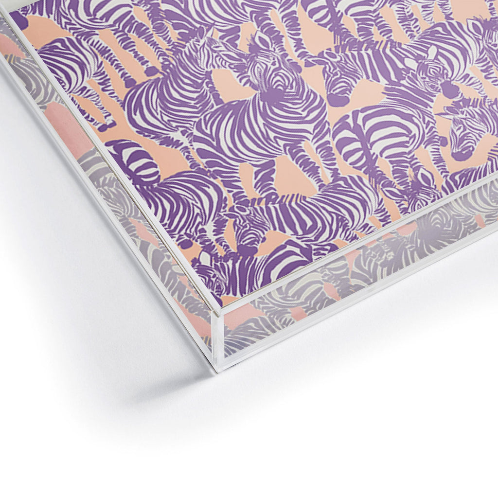 Gabriela Fuente Zebra Time Peach Acrylic Tray