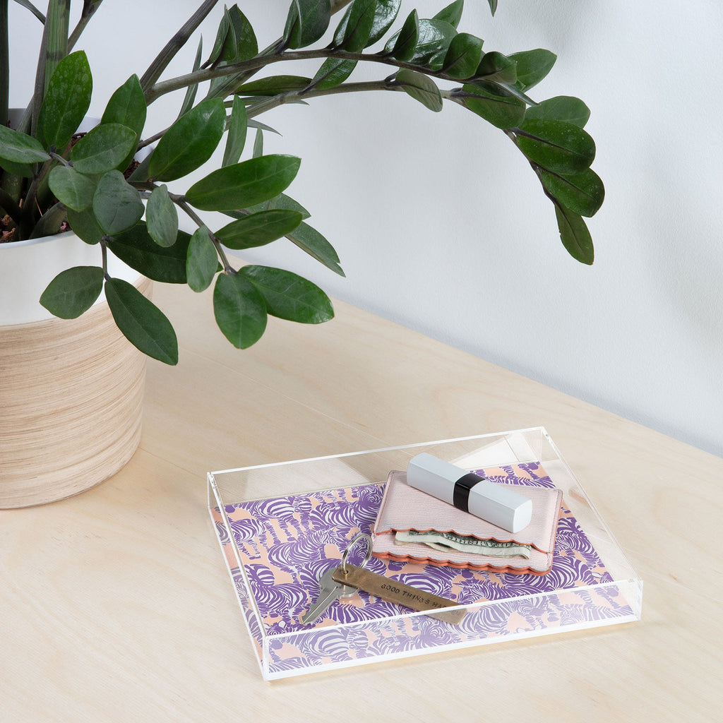 Gabriela Fuente Zebra Time Peach Acrylic Tray