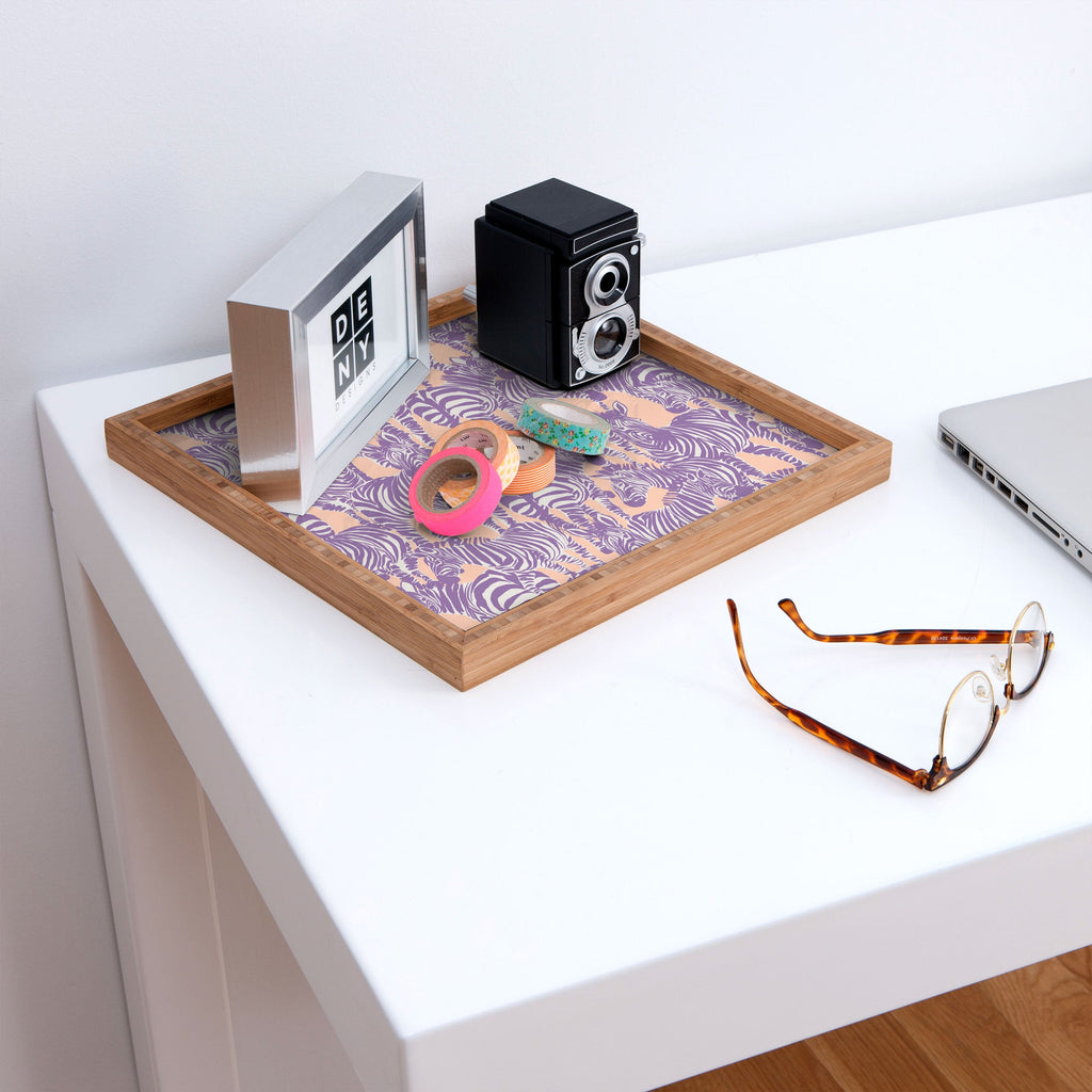 Gabriela Fuente Zebra Time Peach Square Tray