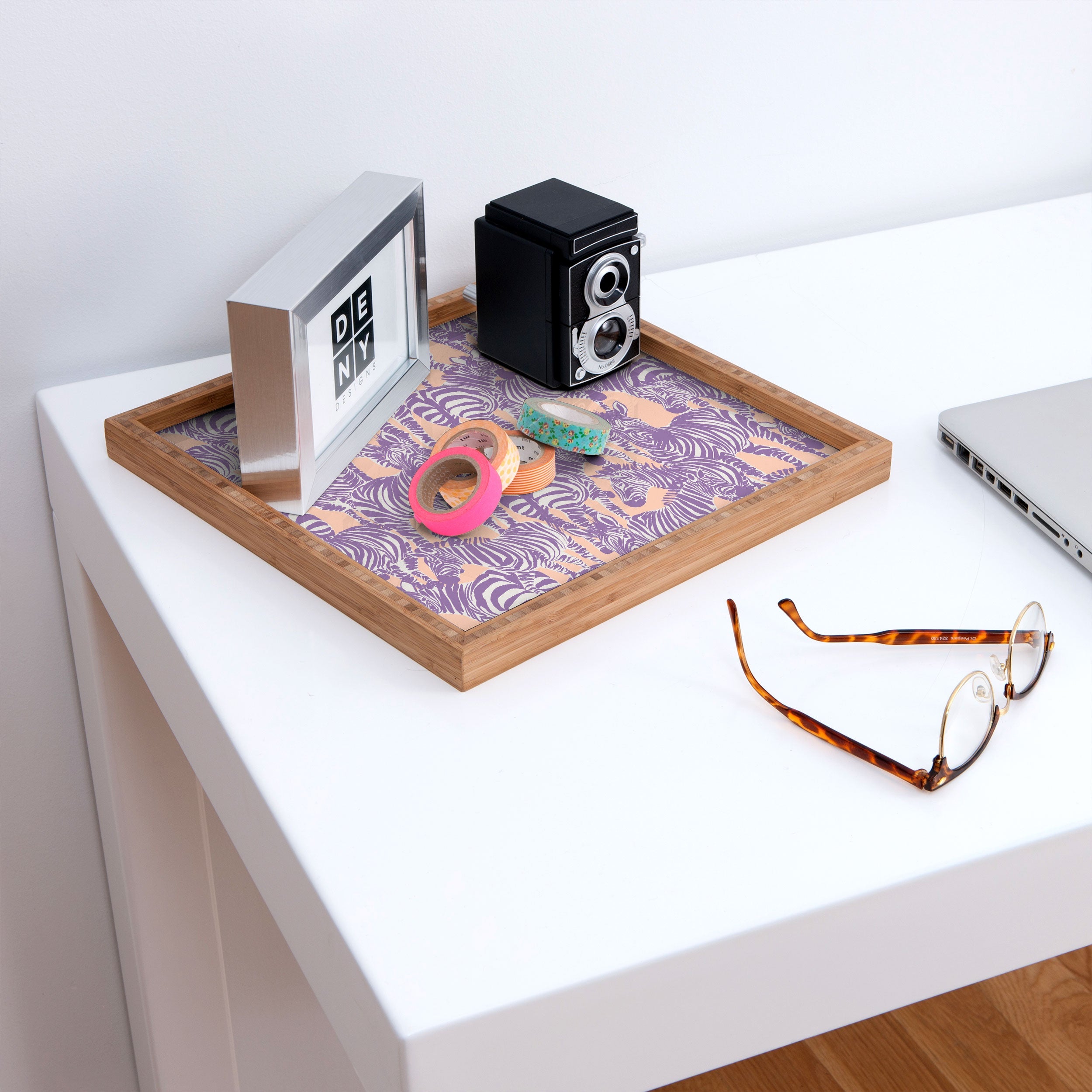 Gabriela Fuente Zebra Time Peach Square Tray