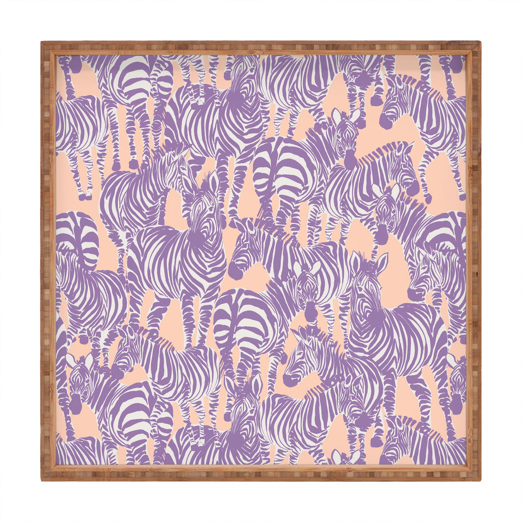 Gabriela Fuente Zebra Time Peach Square Tray