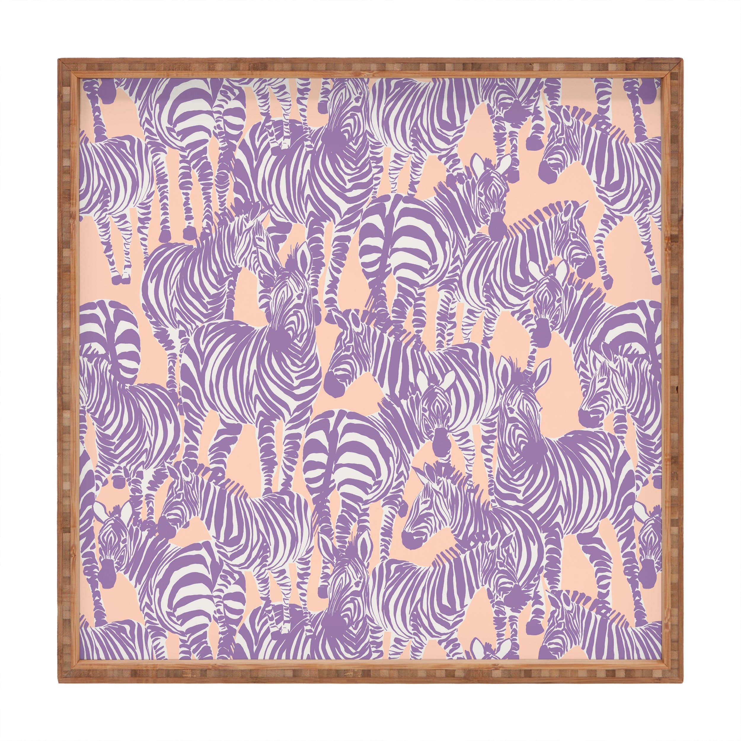 Gabriela Fuente Zebra Time Peach Square Tray