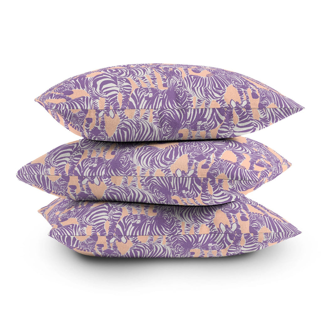 Gabriela Fuente Zebra Time Peach Outdoor Throw Pillow