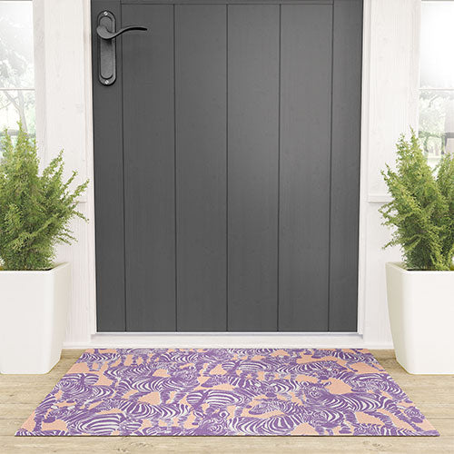 Gabriela Fuente Zebra Time Peach Welcome Mat