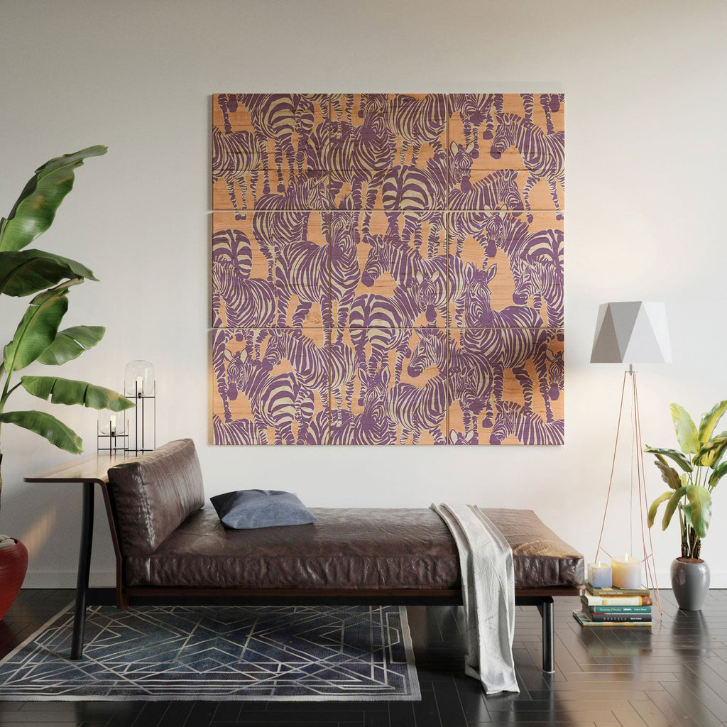 Gabriela Fuente Zebra Time Peach Wood Wall Mural