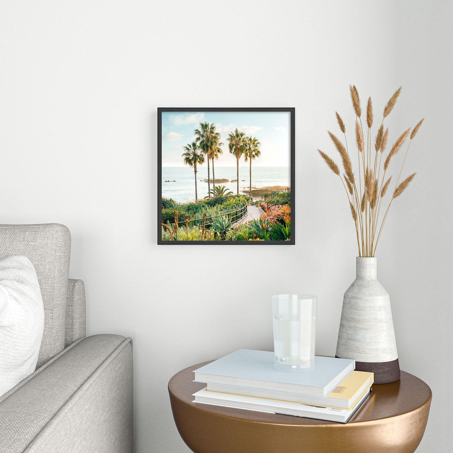 Gal Design Beachside Bloom Square Metal Framed Art Print