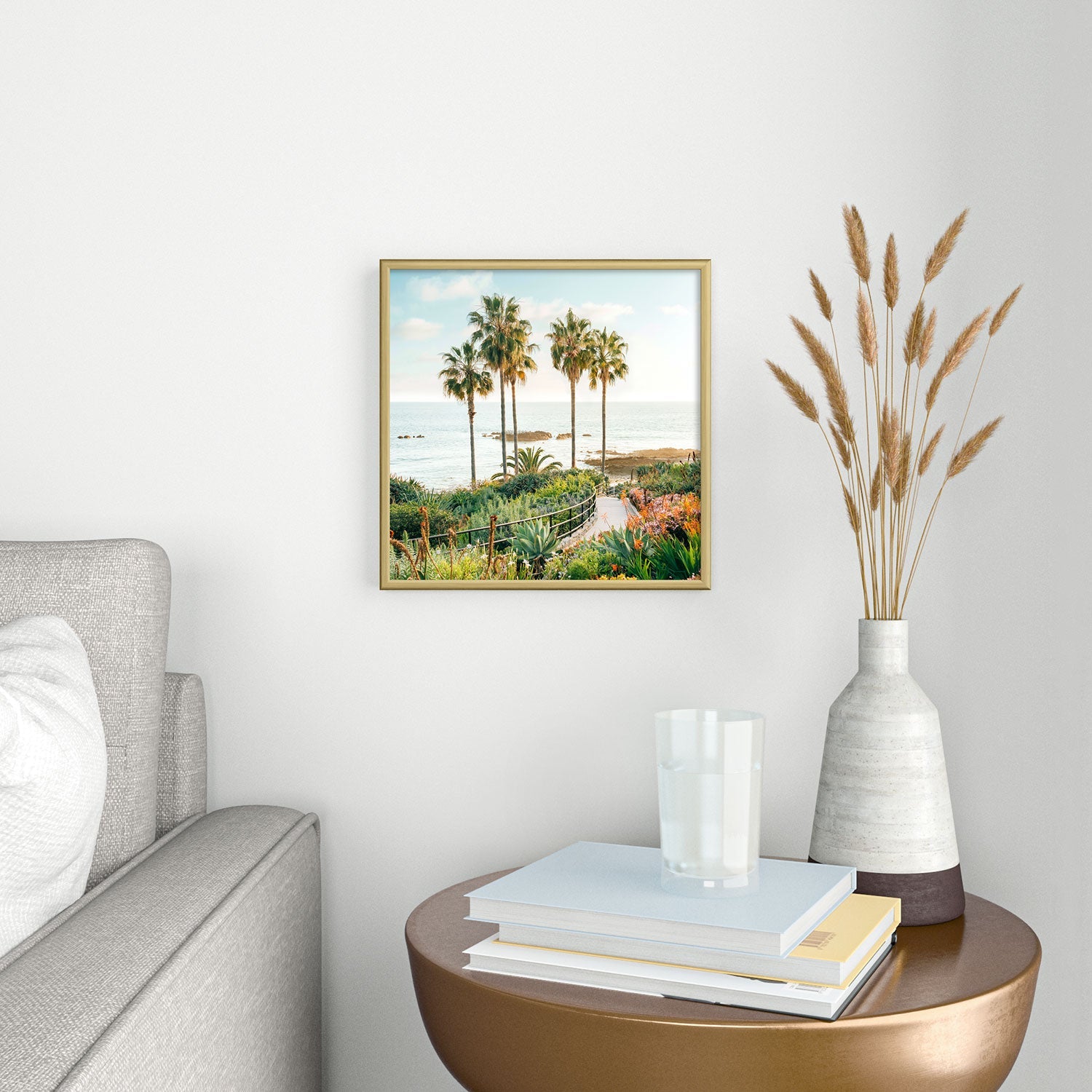 Gal Design Beachside Bloom Square Metal Framed Art Print