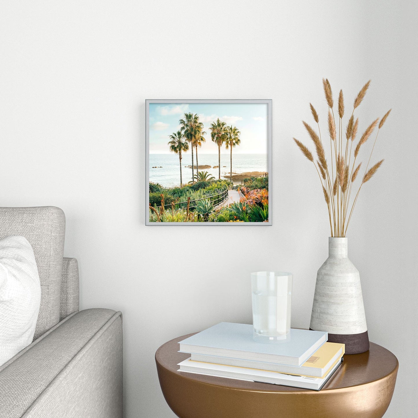 Gal Design Beachside Bloom Square Metal Framed Art Print