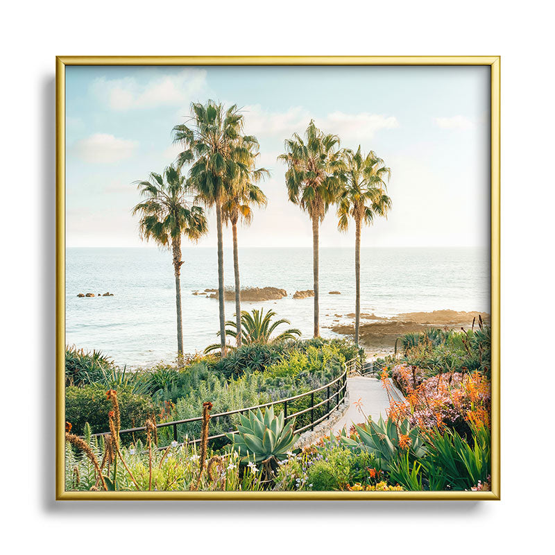 Gal Design Beachside Bloom Square Metal Framed Art Print