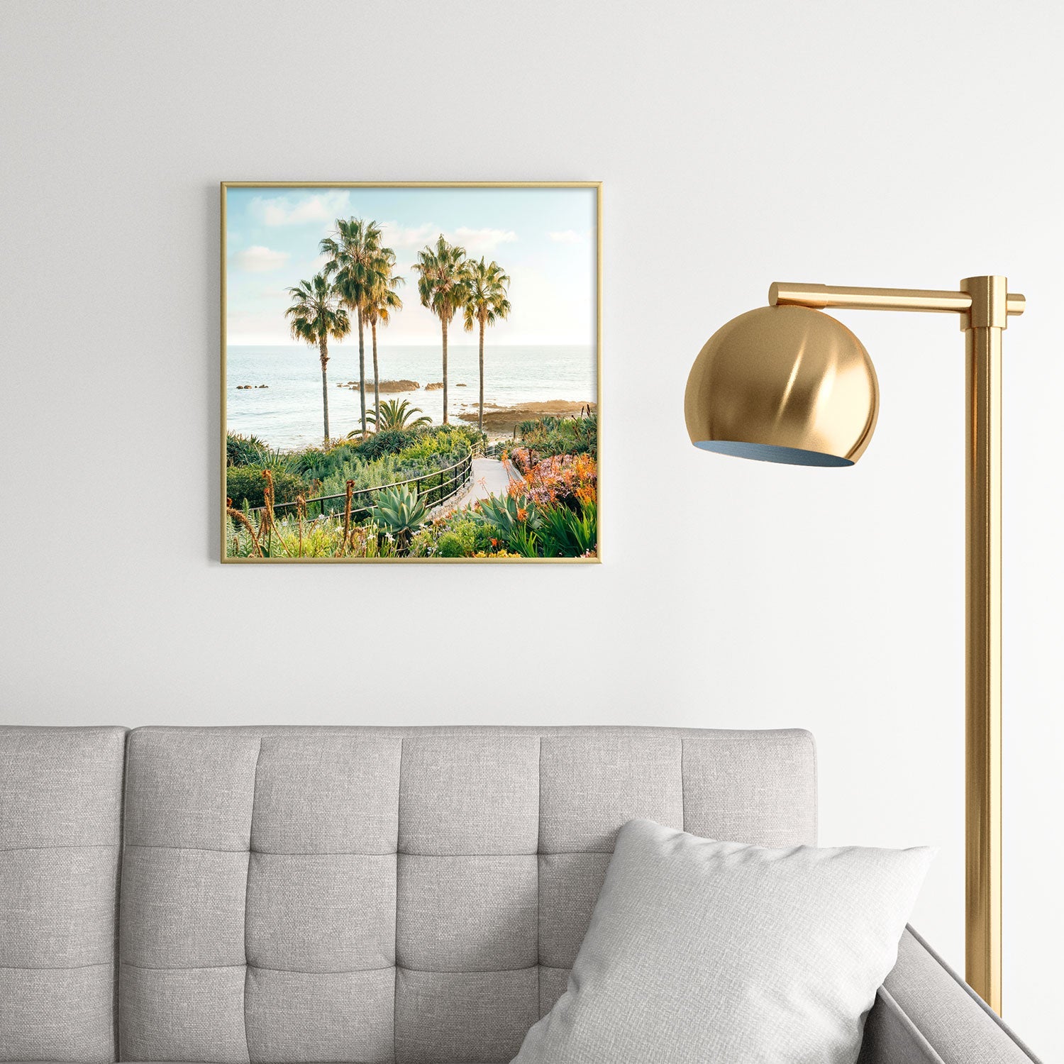 Gal Design Beachside Bloom Square Metal Framed Art Print