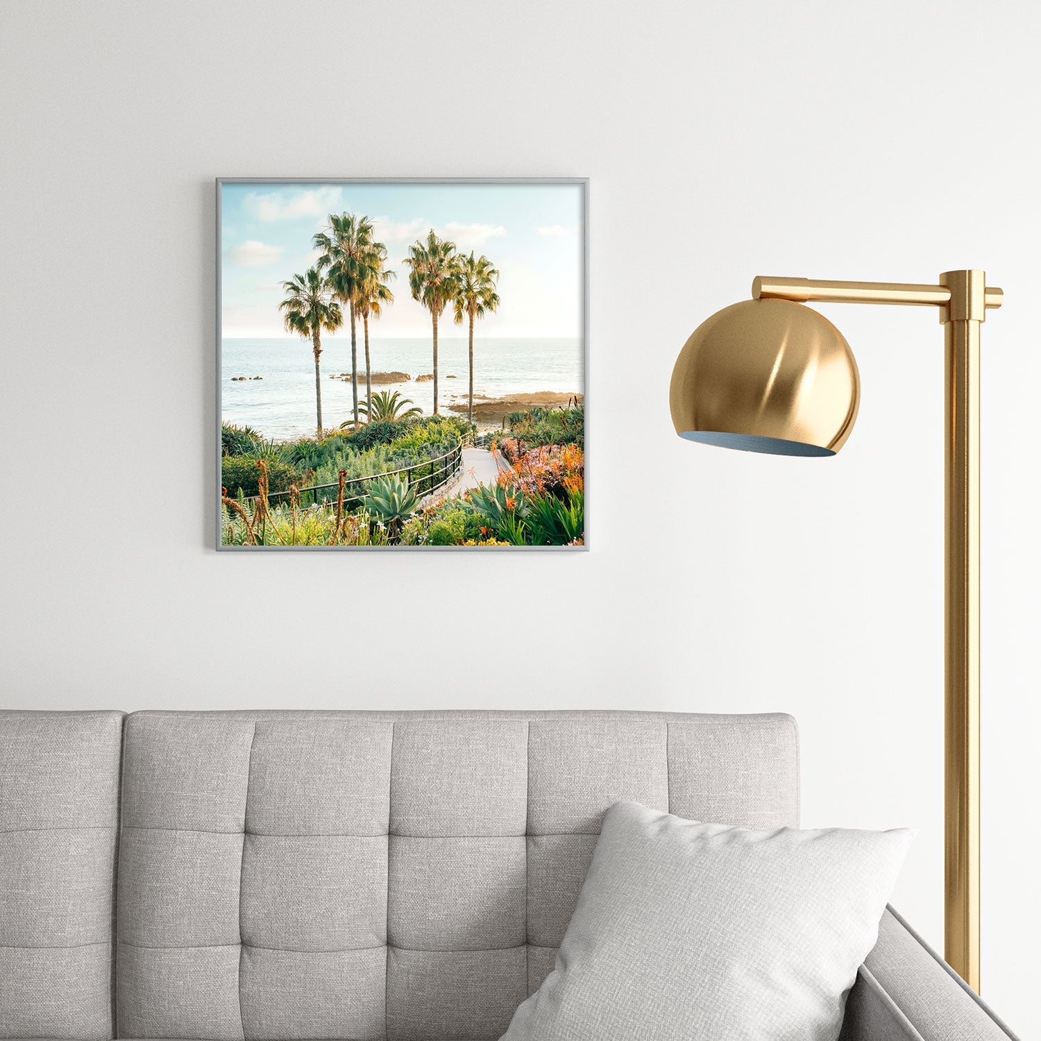 Gal Design Beachside Bloom Square Metal Framed Art Print