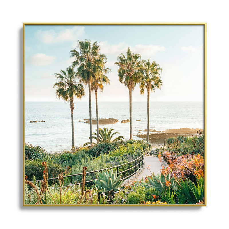 Gal Design Beachside Bloom Square Metal Framed Art Print