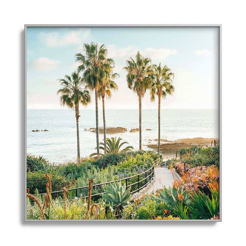 Gal Design Beachside Bloom Square Metal Framed Art Print