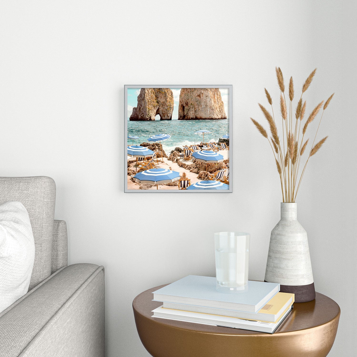 Gal Design La Fontelina Beach Square Metal Framed Art Print
