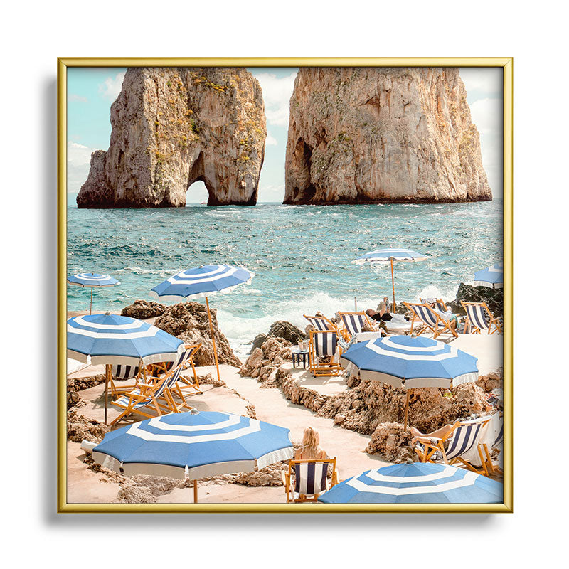Gal Design La Fontelina Beach Square Metal Framed Art Print