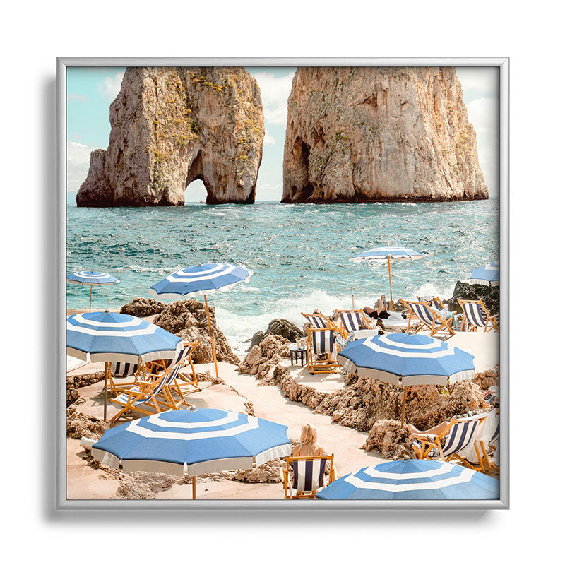 Gal Design La Fontelina Beach Square Metal Framed Art Print