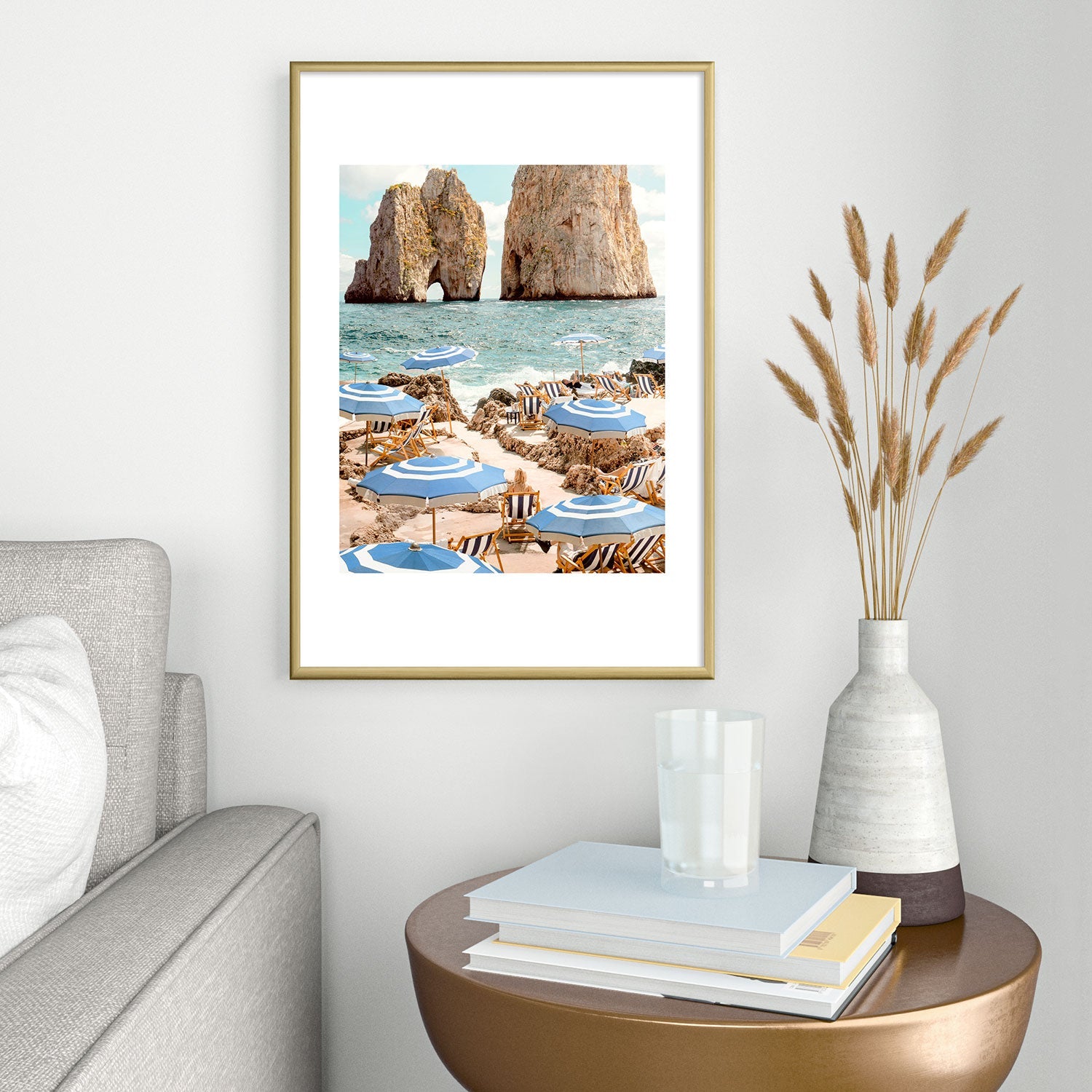 Gal Design La Fontelina Beach Metal Framed Art Print