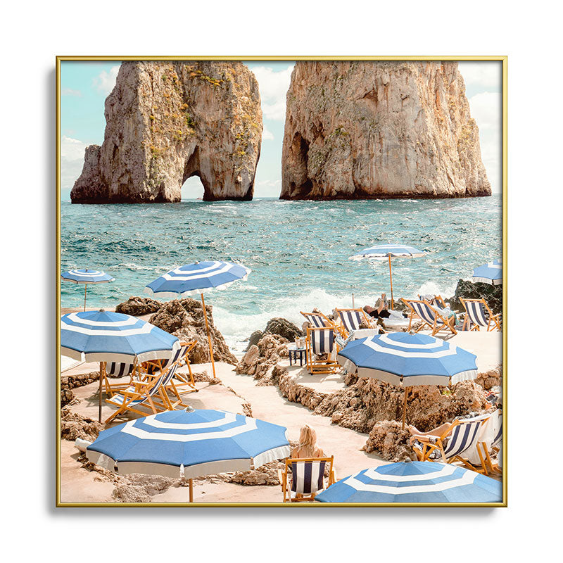 Gal Design La Fontelina Beach Square Metal Framed Art Print