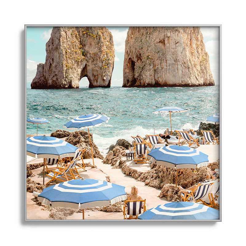 Gal Design La Fontelina Beach Square Metal Framed Art Print