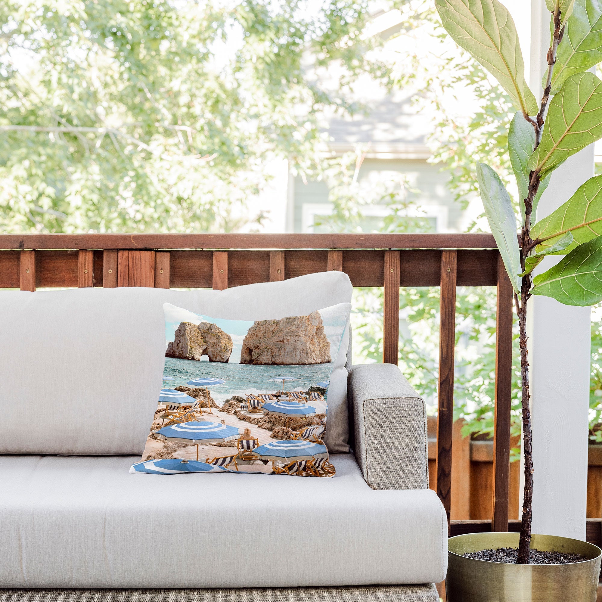 Gal Design La Fontelina Beach Outdoor Throw Pillow