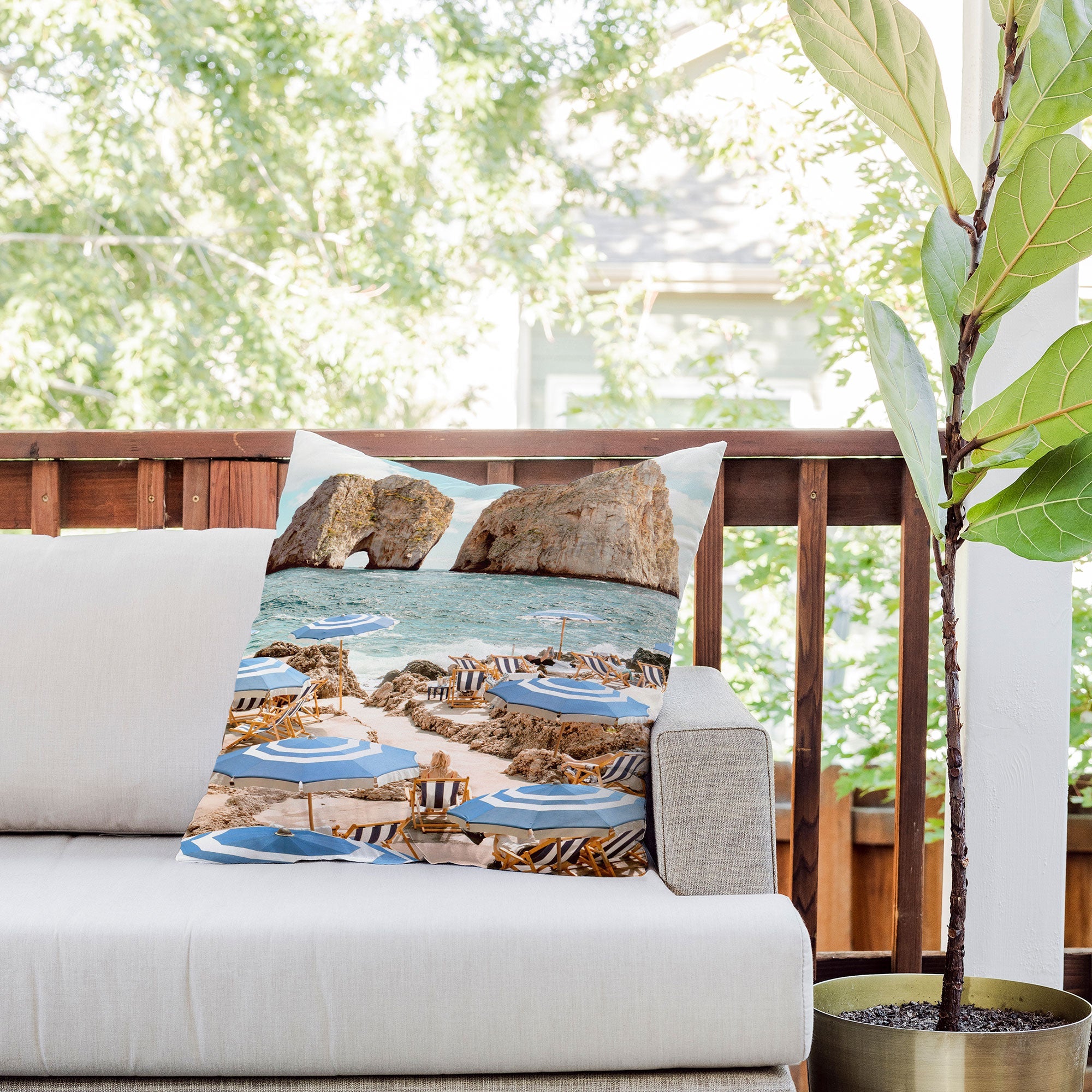 Gal Design La Fontelina Beach Outdoor Throw Pillow