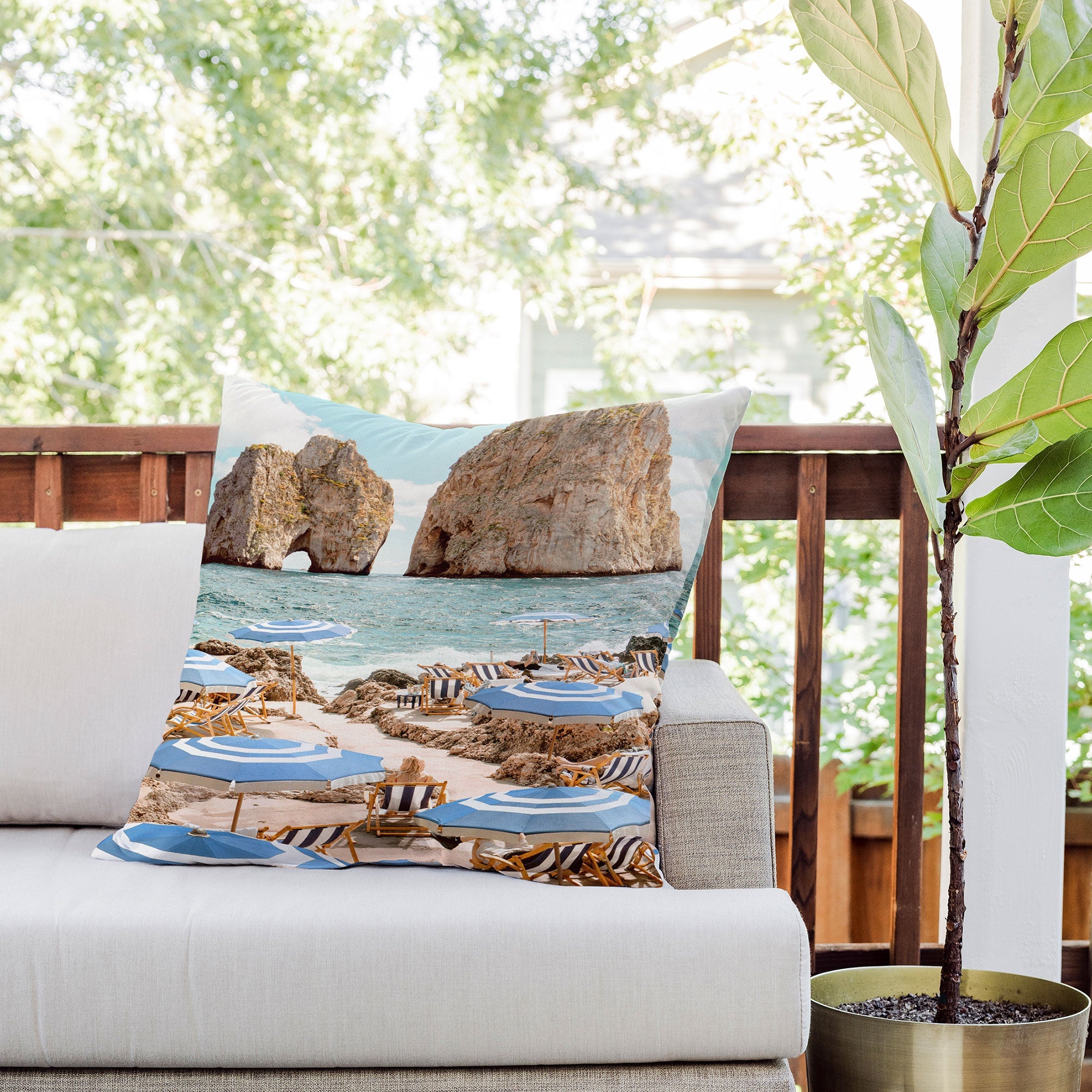 Gal Design La Fontelina Beach Outdoor Throw Pillow